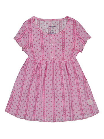 Girls' Short-Sleeve Ribbed Button-Front Dress - CookiesKids.com