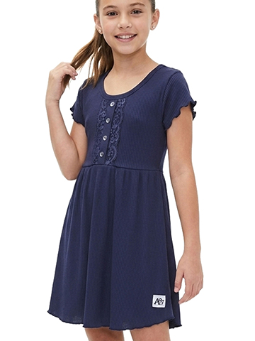 Aeropostale Girls' Ribbed Knit Dress with Lace Trim - CookiesKids.com
