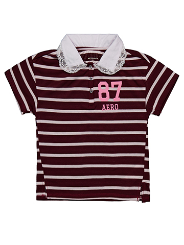 Aeropostale Girls' A87 Striped Polo Shirt - CookiesKids.com