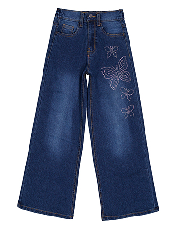 Aeropostale Girls' Wide-Leg Jeans with Butterfly Embellishments - CookiesKids.com