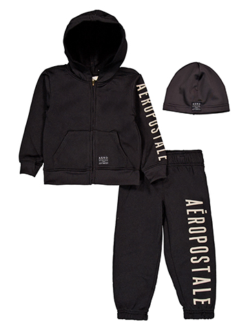 Aeropostale Boys' 3-Piece Zip-Up Hoodie, Jogger, and Beanie Set - CookiesKids.com