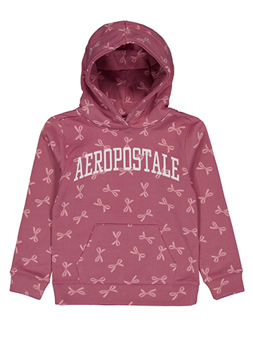 Aeropostale Girls' All-Over Bow Print Fleece Pullover Hoodie - CookiesKids.com