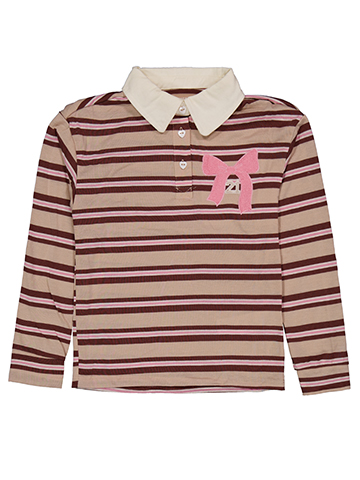 Forever 21 Girls' Striped Long-Sleeve Collared Boxy Polo Shirt - CookiesKids.com