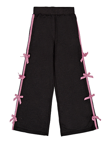Forever 21 Girls' Baggy Wide-Leg Fleece Pants with Ribbon Bow Trim - CookiesKids.com