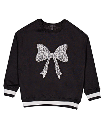 Forever 21 Girls' Pullover Fleece Crewneck Sweatshirt with Lace Bow Applique - CookiesKids.com