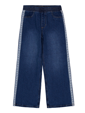Aeropostale Girls' Wide Leg Jeans with Contrast Lace Stripe Detail - CookiesKids.com