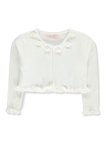 Pink Butterfly Girls' Flower and Pearl Knit Shrug - CookiesKids.com