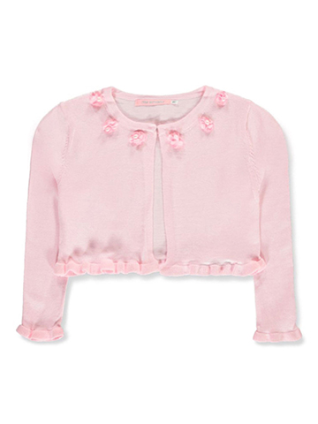 Pink Butterfly Girls' Flower and Pearl Knit Shrug - CookiesKids.com