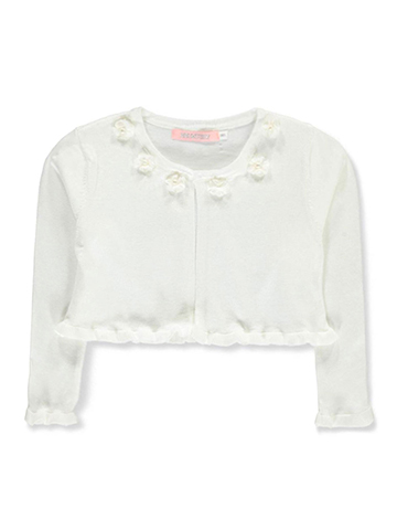 Pink Butterfly Girls' Flower and Pearl Knit Shrug - CookiesKids.com