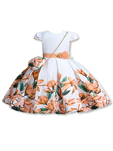 Pink Butterfly Girls' 2-Piece Rose Dress Handbag Set Outfit - CookiesKids.com