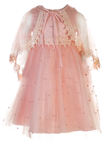 Pink Butterfly Girls' 2-Piece Beaded Dress Cape Set Outfit - CookiesKids.com