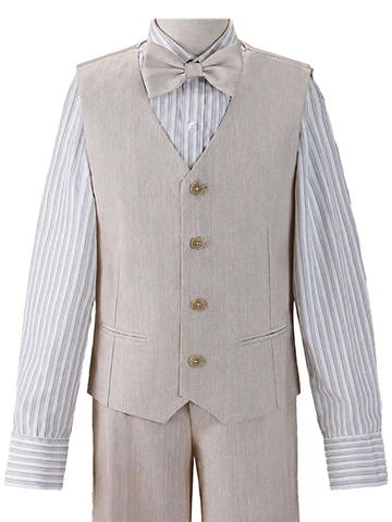 Kids World Boys' 4-Piece Striped Linen Suit - CookiesKids.com