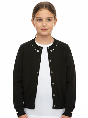 Pink Butterfly Girls' Cardigan Pearl Sweater - CookiesKids.com