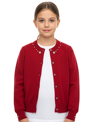 Pink Butterfly Girls' Cardigan Pearl Sweater - CookiesKids.com