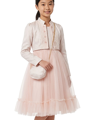 Pink Butterfly Girls' 3-Piece Rose Dress Jacket Handbag Set Outfit - CookiesKids.com