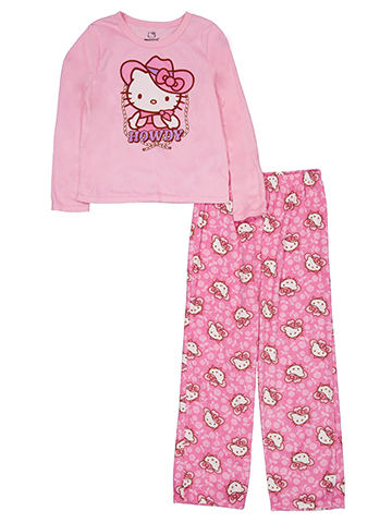 Hello Kitty Girls' 2-Piece Cowgirl Print Long Sleeve Tee and Pajama Pants Set - CookiesKids.com