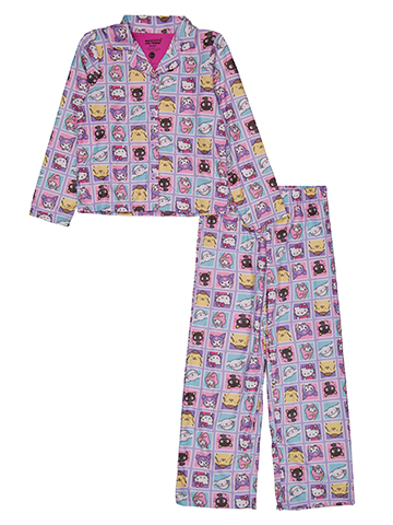 Hello Kitty and Friends Girls' 2-Piece All Over Print Button-Up Pajama Jacket Set - CookiesKids.com