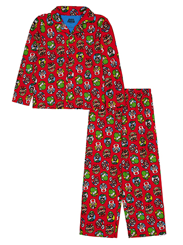Super Mario Boys' Character Print Button-Up Pajama Jacket Set - CookiesKids.com