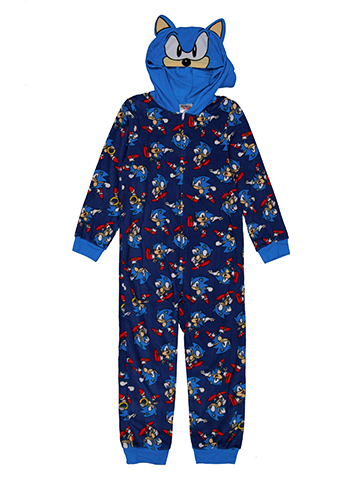 Sonic Boys' Cartoon Sonic Print Hooded Pajama Romper - CookiesKids.com