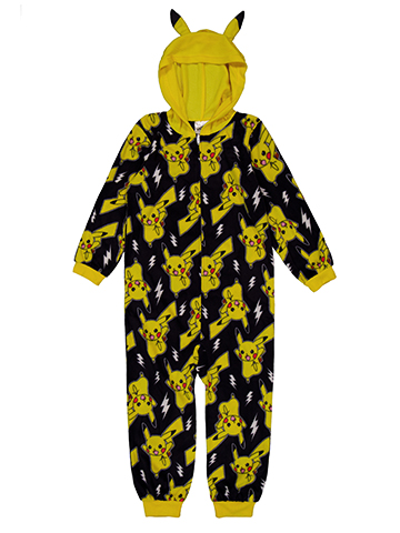 Pokémon Boys' Full-Zip Pikachu Print Hooded Pajama Romper - CookiesKids.com