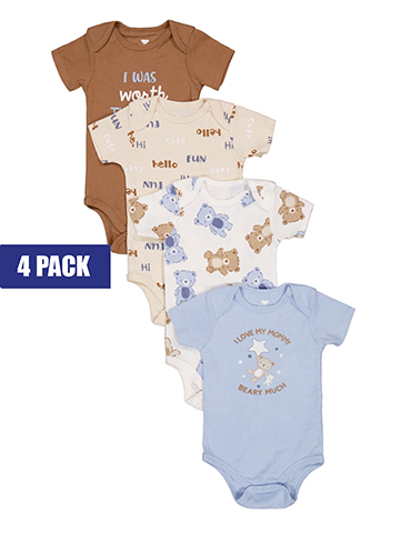 Koala Baby Infant Boys' 4-Pack Short-Sleeve Bodysuits Set - CookiesKids.com
