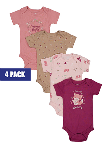 Koala Baby Infant Girls' 4-Pack Short Sleeve Bodysuits Set - CookiesKids.com