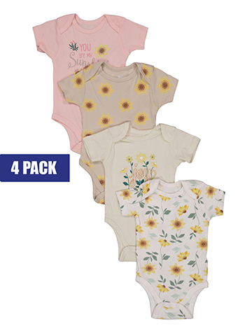 Koala Baby Infant Girls' 4-Pack Sunflower Bodysuits Set - CookiesKids.com