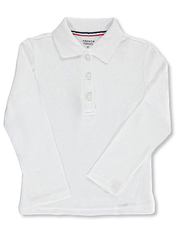 French Toast Little Girls’ Toddler L/S Fitted Knit Polo With Picot Collar (Sizes 2T - 4T) - CookiesKids.com