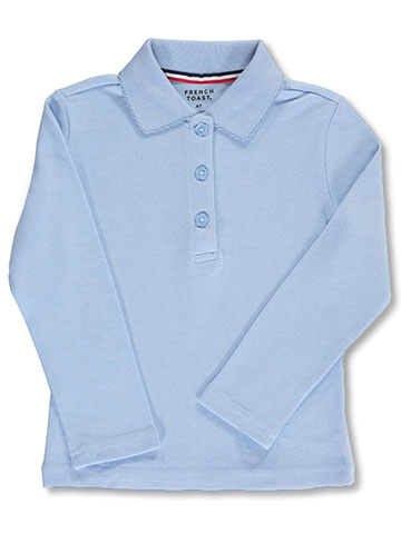 French Toast Little Girls’ Toddler L/S Fitted Knit Polo With Picot Collar (Sizes 2T - 4T) - CookiesKids.com