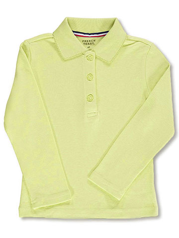 French Toast Little Girls’ Toddler L/S Fitted Knit Polo With Picot Collar (Sizes 2T - 4T) - CookiesKids.com