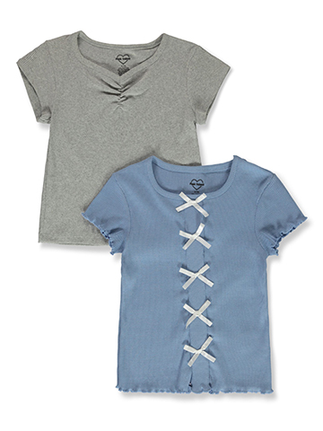 Pink Velvet Girls' 2-Pack Ribbed T-Shirts - CookiesKids.com