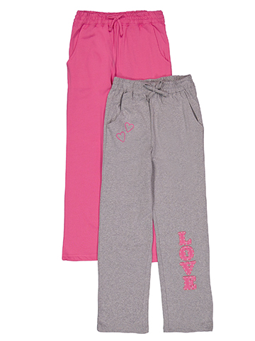 Pink Velvet Girls' Hearts & Love Sweatpants Set, 2 Pack - CookiesKids.com