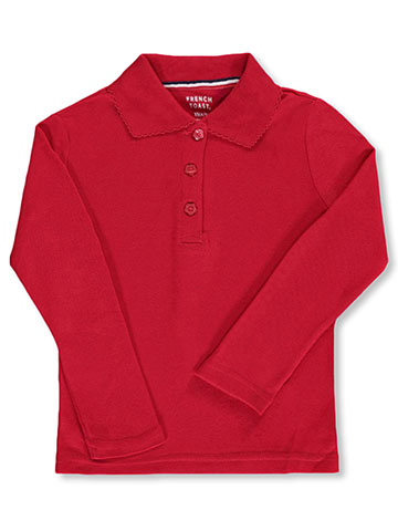 French Toast Girls' L/S Fitted Knit Polo with Picot Collar - CookiesKids.com