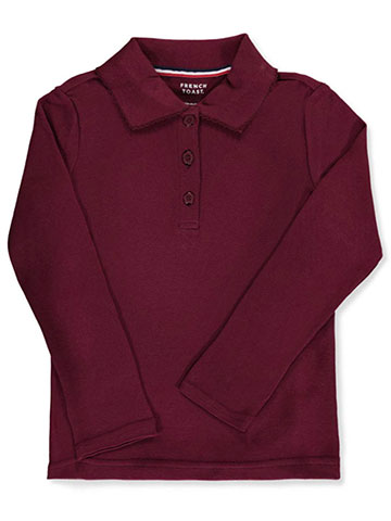 French Toast Girls’ L/S Fitted Knit Polo with Picot Collar - CookiesKids.com