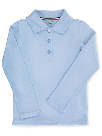 French Toast Girls’ L/S Fitted Knit Polo with Picot Collar - CookiesKids.com