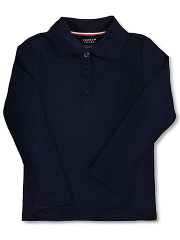 French Toast Girls’ L/S Fitted Knit Polo with Picot Collar - CookiesKids.com