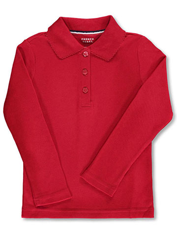 French Toast Girls’ L/S Fitted Knit Polo with Picot Collar - CookiesKids.com