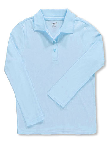French Toast Big Girls’ Plus L/S Fitted Knit Polo With Picot Collar - CookiesKids.com
