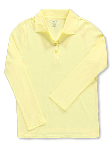 French Toast Big Girls’ Plus L/S Fitted Knit Polo With Picot Collar - CookiesKids.com