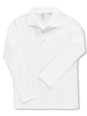 French Toast Big Girls’ Plus L/S Fitted Knit Polo With Picot Collar - CookiesKids.com