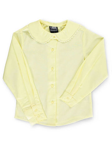 French Toast Little Girls’ L/S Blouse with Lace Edging (Sizes 4 - 6X) - CookiesKids.com