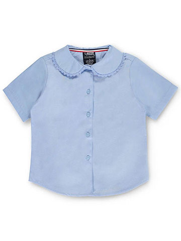 French Toast Little Girls’ S/S Peter Pan Lace Trim Blouse (Sizes 4 - 6X) - CookiesKids.com