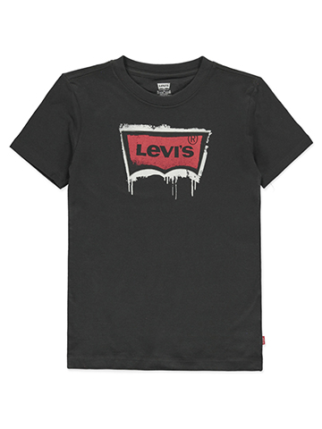 Levi's Boys' Distressed Logo Graphic T-Shirt Black - CookiesKids.com