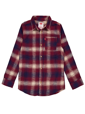 Levi's Boys' Long Sleeve Plaid Flannel Shirt - CookiesKids.com