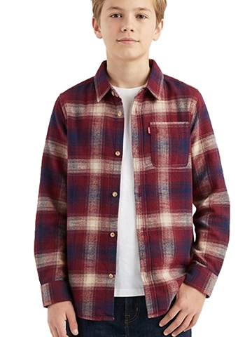 Levi's Boys' Long Sleeve Plaid Flannel Shirt - CookiesKids.com