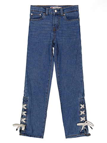 Levi's Girls' High Rise Straight Jeans with Lace-Up Cuffs - CookiesKids.com