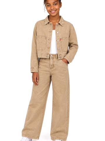 Levi's Girls' Khaki Denim Jacket and Jeans Set - CookiesKids.com
