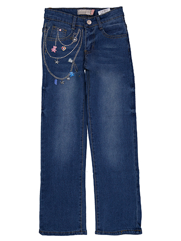 Celebrity Ace Girls' Wide Leg Jeans with Chain Charm Details - CookiesKids.com