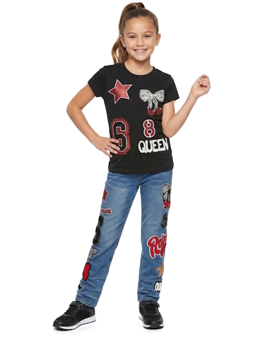Popular Sports Girls' Cherry Queen T-Shirt and Jeans Outfit - CookiesKids.com