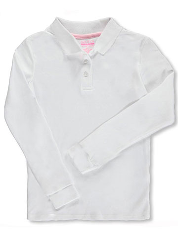 Nautica Girls’ School Uniform L/S Knit Polo with Picot Collar - CookiesKids.com